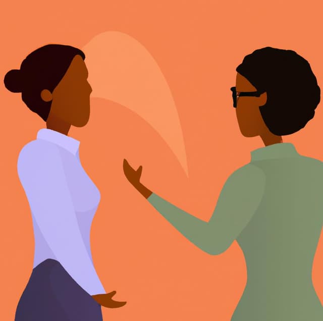 flat art illustration of a two people having a conversation