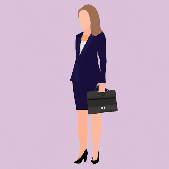 flat art illustration of woman wearing a suit a work