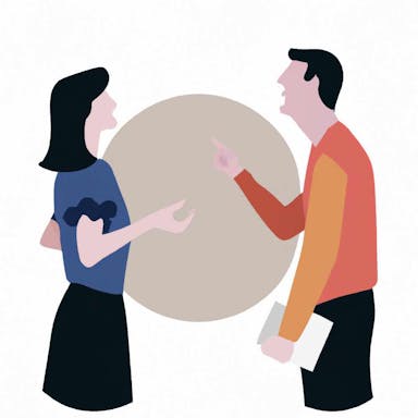 flat art illustration of two coworkers having an argument