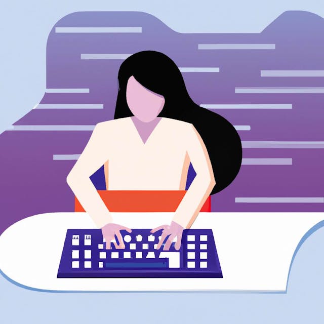 flat art illustration of copywriter typing on a keyboard