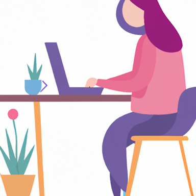 flat art illustration of person working on a laptop at a desk