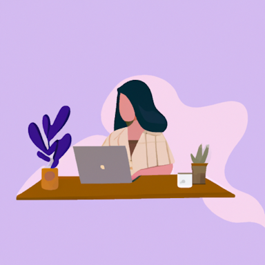 flat art illustration of a person working on a desk