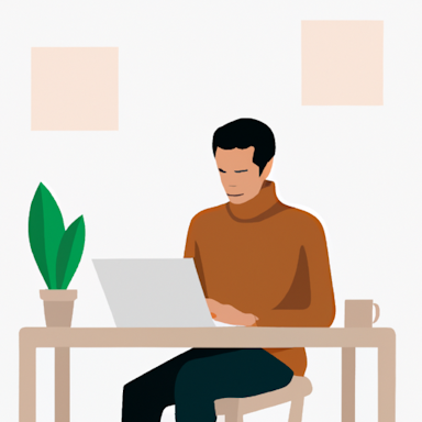 Flat art illustration of person using laptop